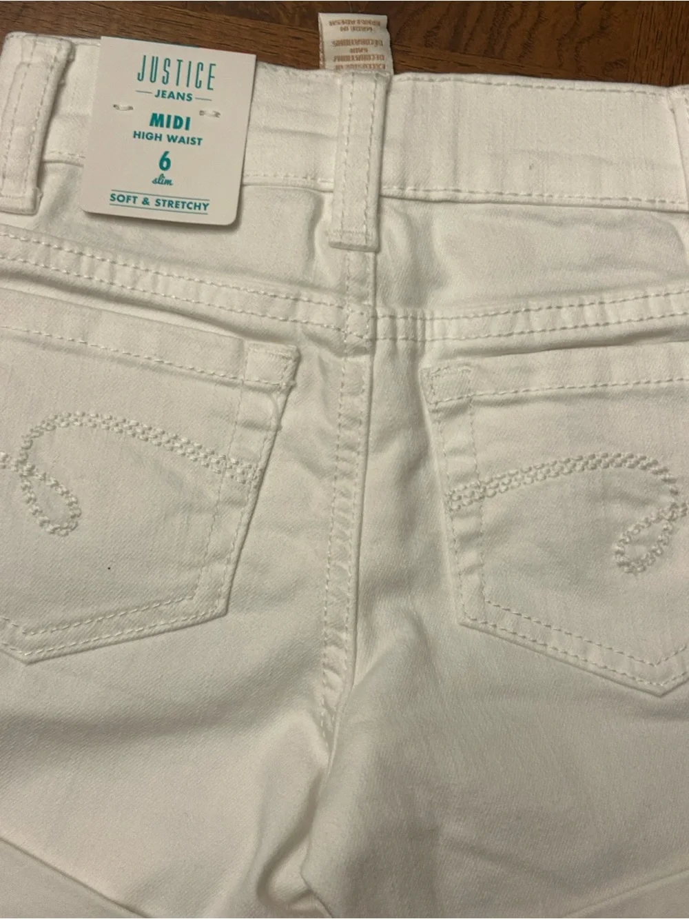 Next-Girls Justice White Rolled-Hem Denim Shorts with Snap Fly Closure